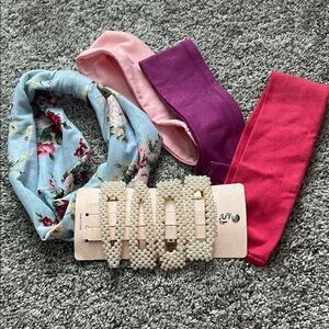 Floral and Solid Headbands with Pearl Hair Clips